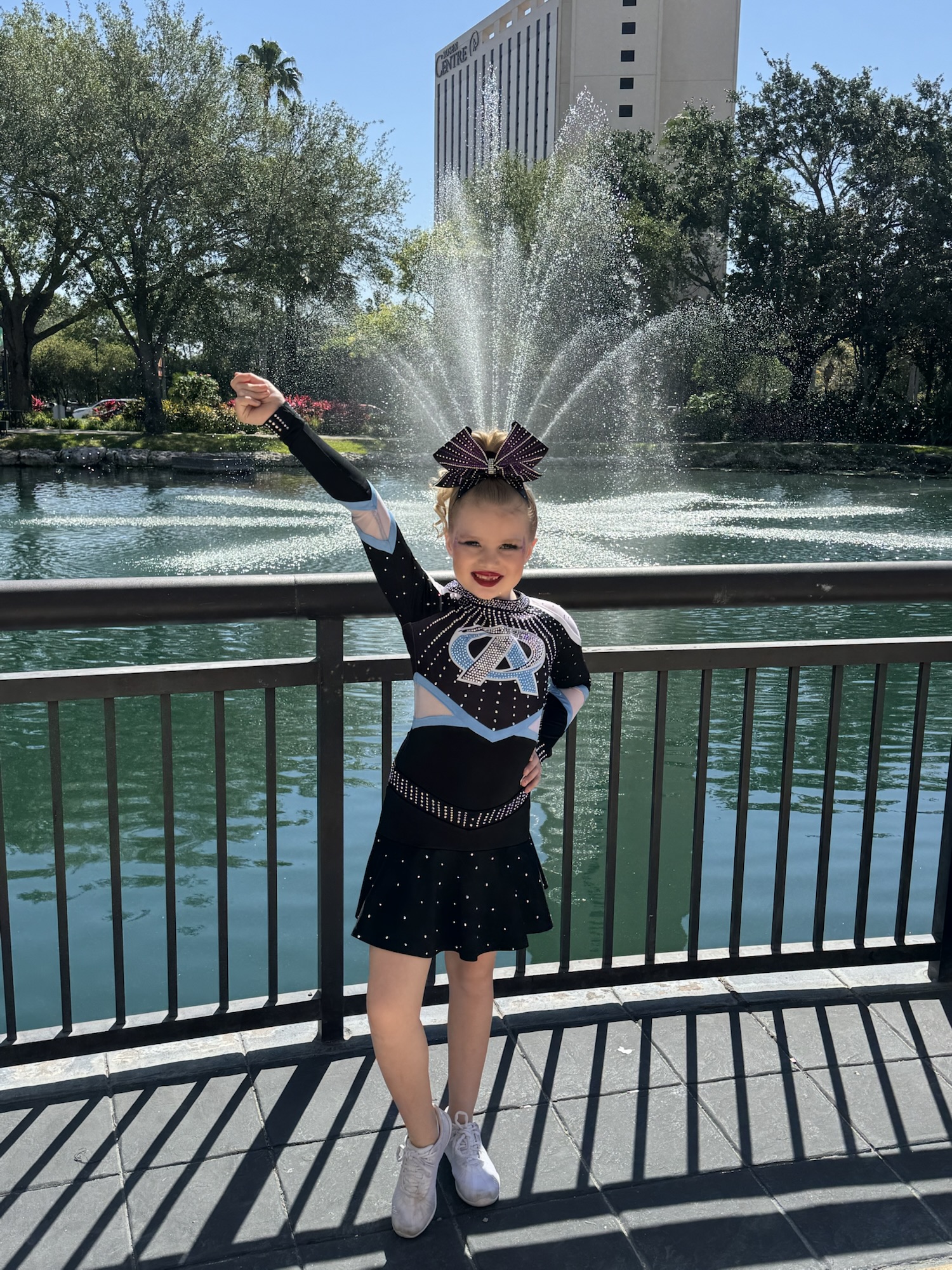 Paige and Olivia in cheer uniforms