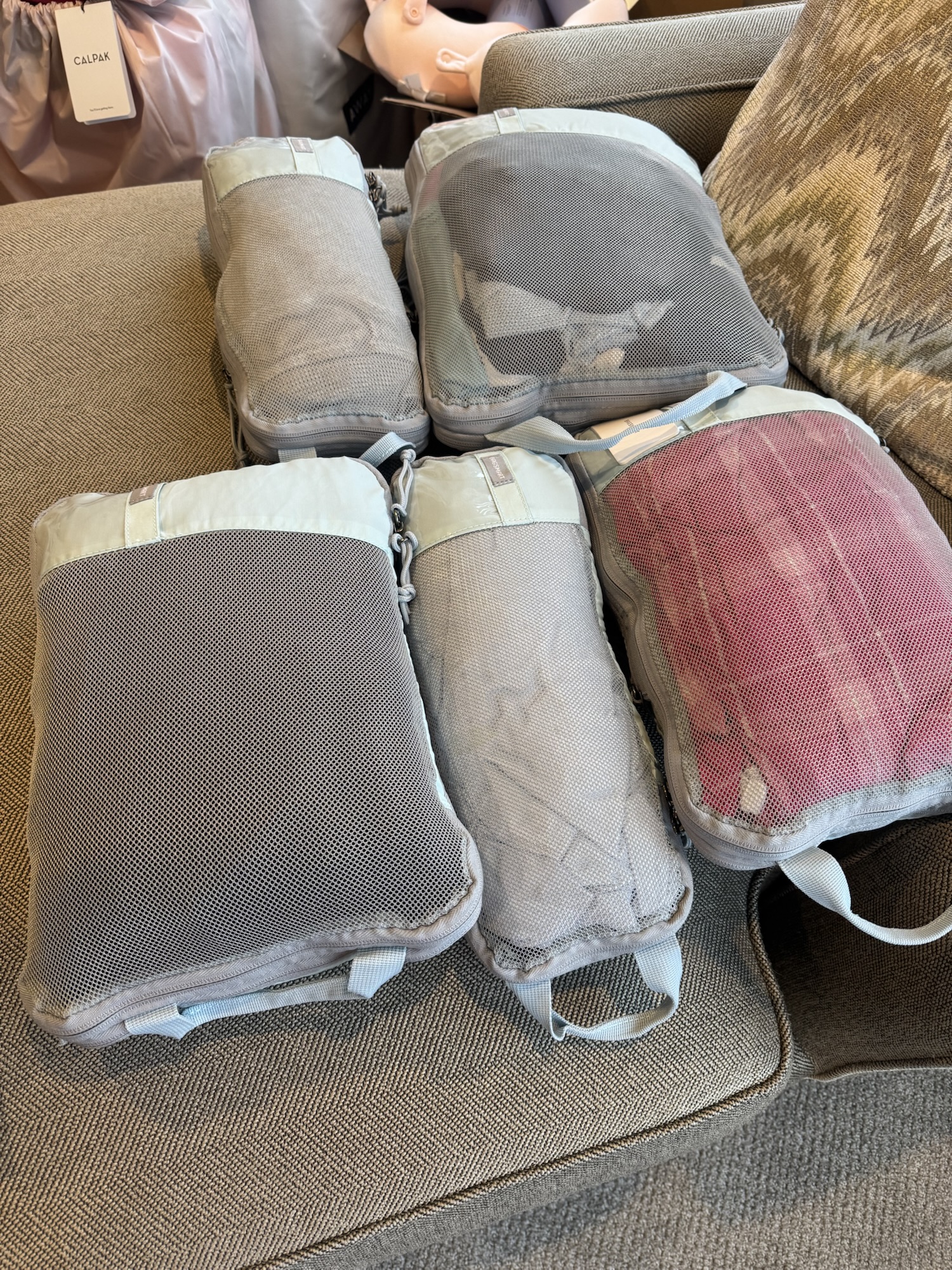 Compression cubes inside suitcase