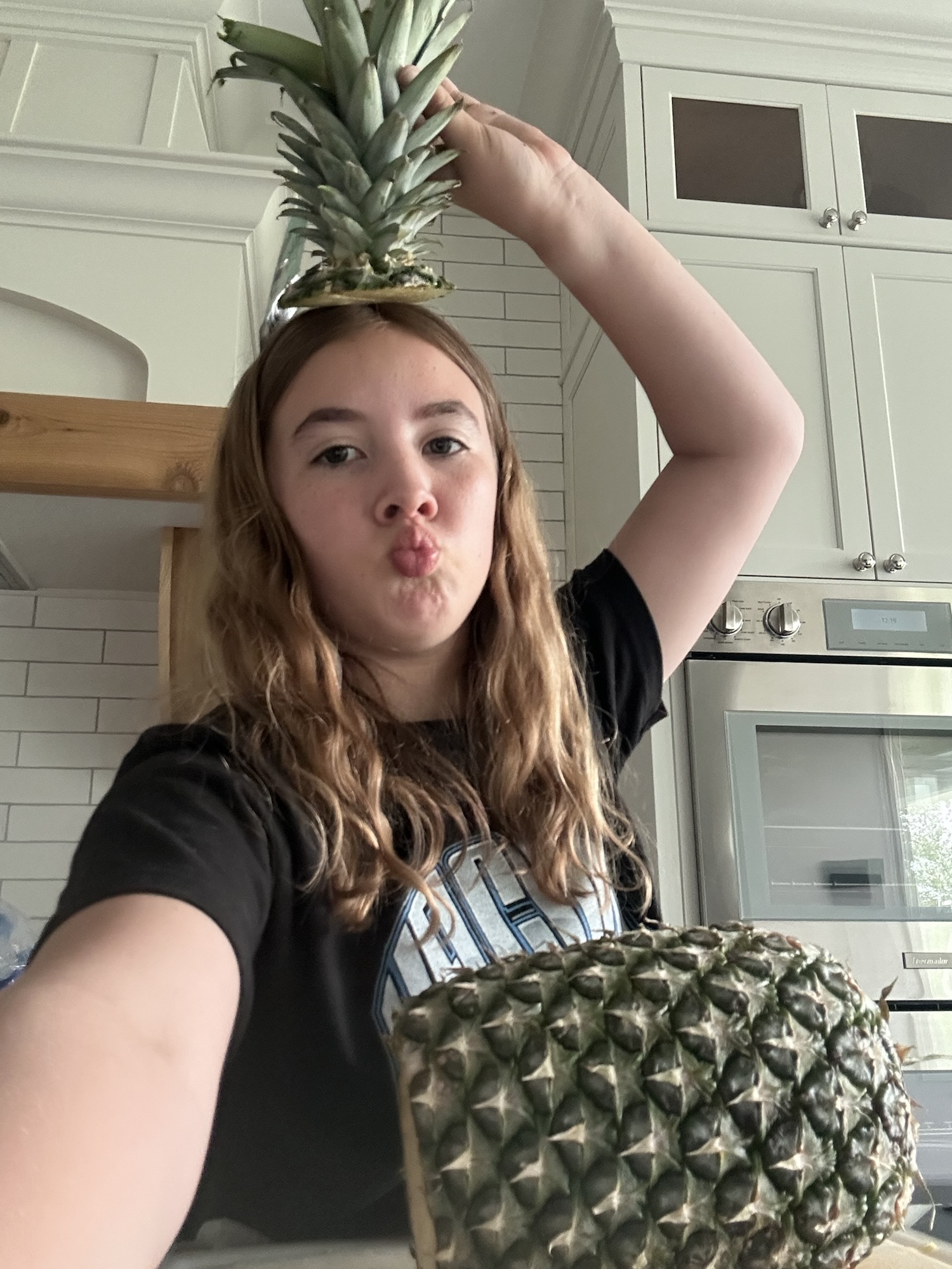 Paige with pineapple head
